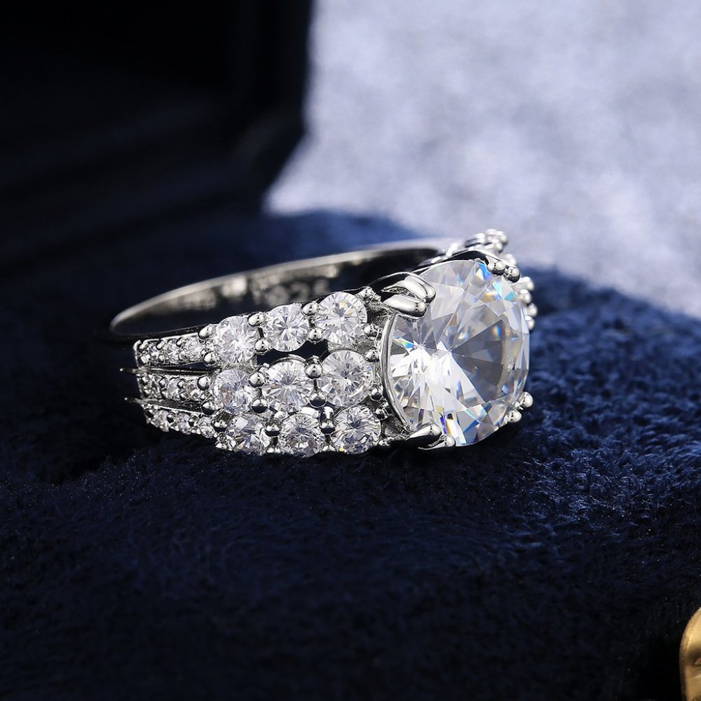 NEW 4CT Round Solitaire Diamond 925 Silver Ring - Picture 2 of 5